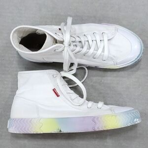 Levi's hi top sneakers women's size 9.5 white canvas multicolor pastel soles